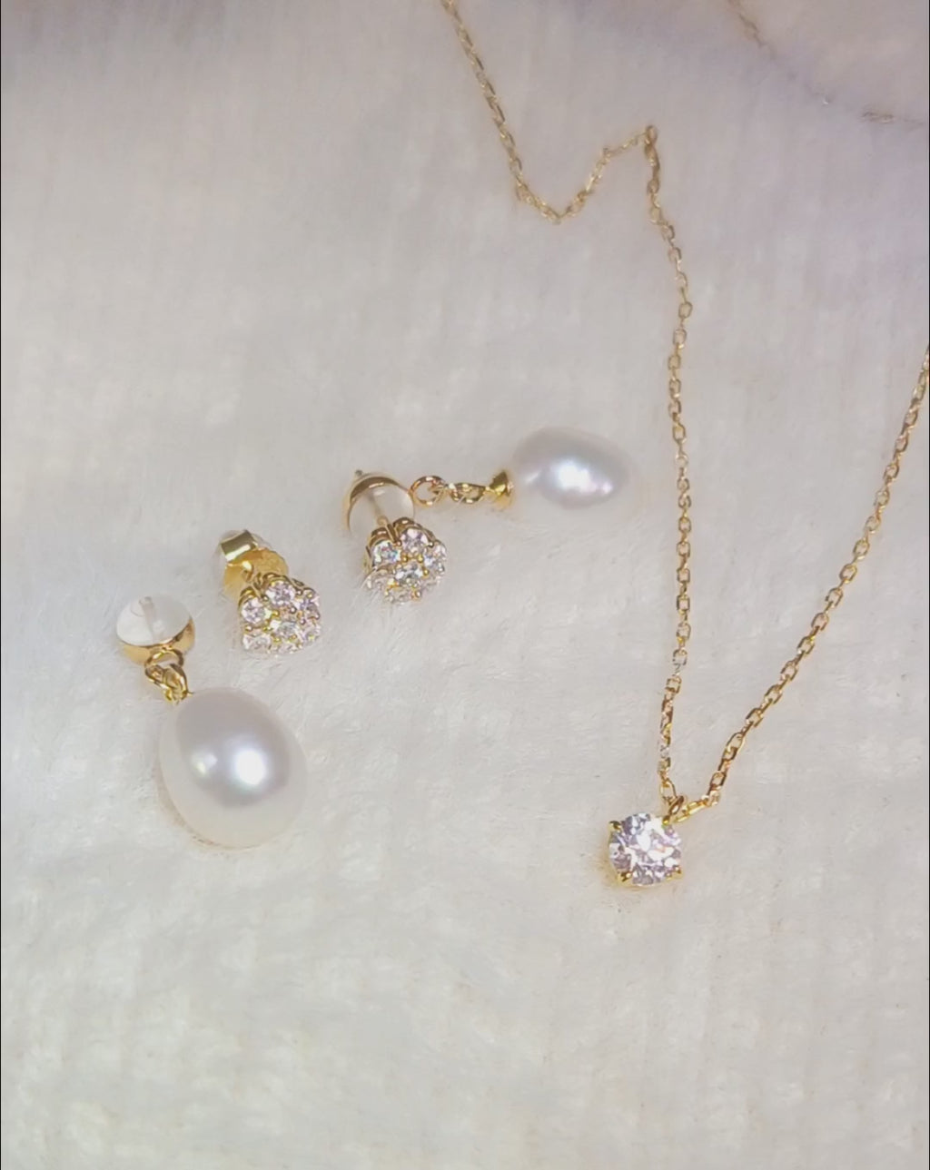 Convertible Freshwater Pearl Earrings & Timeless Solitaire Necklace