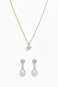 Convertible Freshwater Pearl Earrings & Timeless Solitaire Necklace